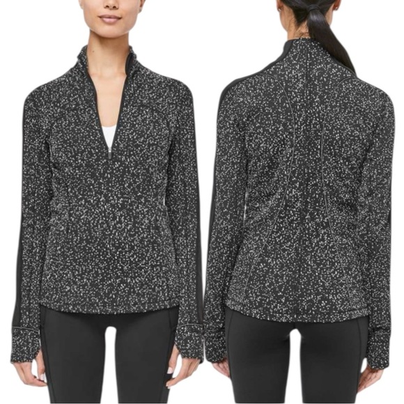 Lululemon Run Briskly 1/2 Zip Top 4 Magnetized Jacquard Black Speckled - Picture 1 of 16